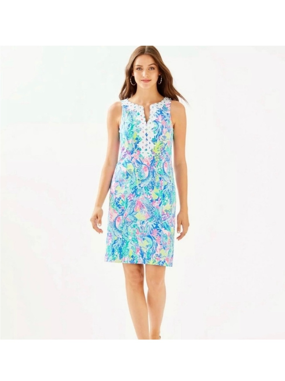 LIKE NEW Lilly Pulitzer Gabby stretch shift dress mermaids cove